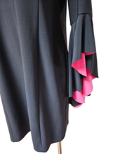 Pre-loved Nicole Miller Cocktail Spandex Little Black Dress Pink Romantic Statement Sleeves 14
