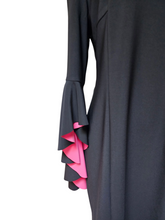Pre-loved Nicole Miller Cocktail Spandex Little Black Dress Pink Romantic Statement Sleeves 14