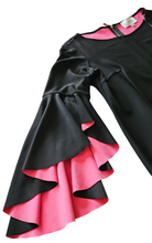 Pre-loved Nicole Miller Cocktail Spandex Little Black Dress Pink Romantic Statement Sleeves 14