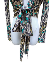 Diane Von Furstenberg Judy Wrap Silk Top Vintage Collection Camouflage Print Size 4