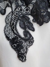 Victor Costa Ivory Silk Black Lace Top