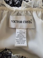 Victor Costa Ivory Silk Black Lace Top