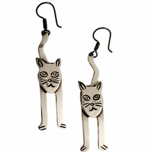 Modernist Sterling Silver Stylized Cat Taxco Earrings