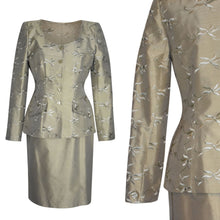 Pre-owned Noviello-Bloom Silk Skirt Suit Size 6