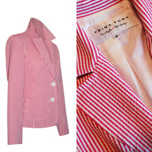 Trina Turk Lightweight Pink White Striped Jacket Blazer Size 6