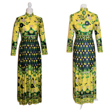 Vintage Carlye Maxi Hostess Dress Floral Motif