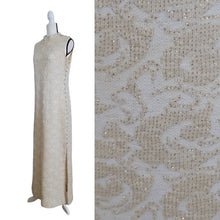 Leslie Fay Brocade Embossed Vintage 70's Full Length Gown Large