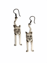 Modernist Sterling Silver Stylized Cat Taxco Earrings