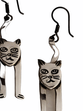 Modernist Sterling Silver Stylized Cat Taxco Earrings