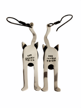Modernist Sterling Silver Stylized Cat Taxco Earrings