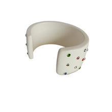 Vintage White Chunky Wide Lucite Rhinestones Cuff