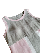 2000’s Mario Romano Pure Italian Linen Colorblock Shift Dress