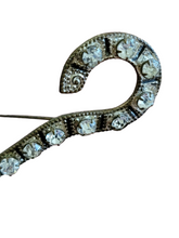 Vintage Early to Mid 1900’s Rivet Set Rhinestones Question Mark Pot Metal Brooch