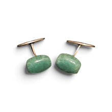 Vintage Dutch 830 silver gilt green aventurine cufflinks