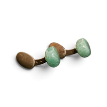 Vintage Dutch 830 silver gilt green aventurine cufflinks