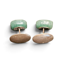 Vintage Dutch 830 silver gilt green aventurine cufflinks
