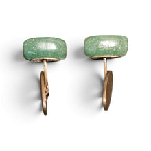 Vintage Dutch 830 silver gilt green aventurine cufflinks
