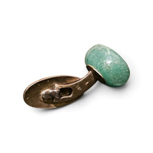 Vintage Dutch 830 silver gilt green aventurine cufflinks
