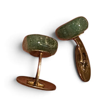 Vintage Dutch 830 silver gilt green aventurine cufflinks