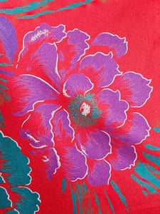 Tori Richard 1970’s Vintage Hawaiian Floral Print Caftan Resort Wear Hostess Dress Medium