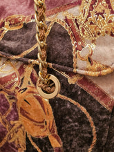 Rare Estro di Firenze Italy Gold Metallic Velveteen Equestrian Design Shoulder Bag