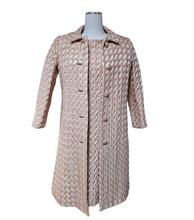 Vintage 1960s Maison Annette Custom Tailored in Hong Kong by Modiste East Brocade A-line Cocktail Dress and Coat Set