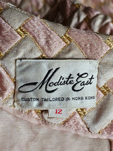 Vintage 1960s Maison Annette Custom Tailored in Hong Kong by Modiste East Brocade A-line Cocktail Dress and Coat Set