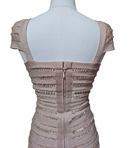 Pre-loved Herve Leger Faceted Crystal Beads Bandage Skirt Set XS
