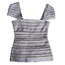 Pre-loved Herve Leger Faceted Crystal Beads Bandage Skirt Set XS