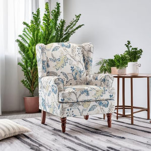 MELLCOM Floral Accent Chair, High Back Upholstered Armchair with Solid Legs, Leisure Single Sofa Chair for Living Room, Bedroom, Home Office, Teal Floral - paid link