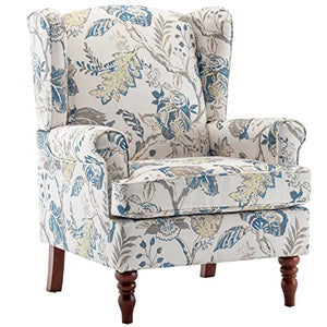 MELLCOM Floral Accent Chair, High Back Upholstered Armchair with Solid Legs, Leisure Single Sofa Chair for Living Room, Bedroom, Home Office, Teal Floral - paid link