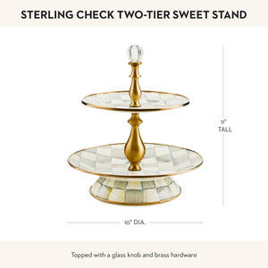 MACKENZIE-CHILDS Enamel Two-Tier Sweet Stand, Two-Tiered Serving Tray for Dessert, Black-and-White Courtly Check - paid link