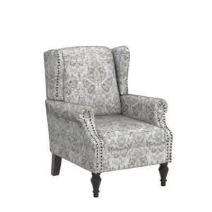 HULALA HOME Wingback Accent Chair with Floral Pattern Design, Traditional Fabric Armchair with Nailhead Trim and Retro Wooden Legs, Mustard - paid link