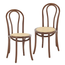 Bentwood Dining Chairs Set of 4 Mid-Century Modern Rattan Kitchen Chairs with Backrest, Armless Curved Wood Desk/Side Chair for Dining/Kitchen Room,Home No Assembly Required, Walnut Wood