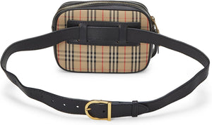 Pre-Loved Burberry Black Haymarket 1983 Check Canvas Belt Bag, Black - paid link