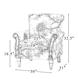HULALA HOME Modern Wingback Accent Chair with Wood Legs & Removable Cushion, Comfy Upholstered Armchair with Nailhead Trim, Floral Pattern Single Sofa Chair for Living Room Bedroom, Black - paid link
