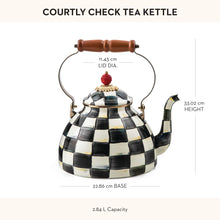 MACKENZIE-CHILDS Enamel Tea Kettle, Stylish Tea Kettle for Stovetop, Black-and-White Courtly Check, 2 Quarts - paid link