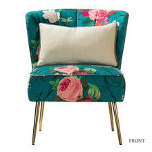 TINA'S HOME Accent Chair with Golden Metal Legs, Comfy Tufted Wingback Living Room Chair Floral Fabric Small Armless Side Chair, Upholstered Slipper Chair for Bedroom, Reading Room (Flower Print&BLUE) - paid link