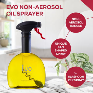 Evo Oil Sprayer Bottle, Non-Aerosol for Olive Oil and Cooking Oils, 18-ounce Capacity