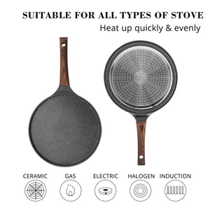 SENSARTE Nonstick Crepe Pan with Spreader, 10-Inch Natural Ceramic Coating Dosa Pan Pancake Flat Skillet Tawa Griddle with Stay-Cool Handle, Induction Compatible, PFOA Free (White) - paid link