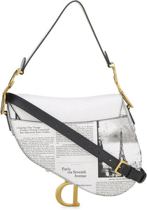 Pre-Loved Dior White Leather Newspaper Saddle Bag, White - paid link