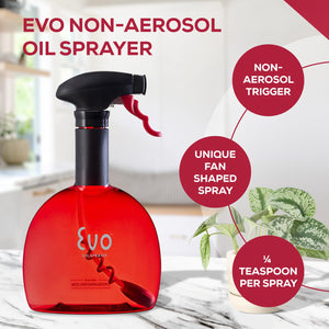 Evo Oil Sprayer Bottle, Non-Aerosol for Olive Oil and Cooking Oils, 18-ounce Capacity