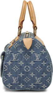 Pre-Loved Louis Vuitton Blue Monogram Denim Neo Speedy, Blue Handbag