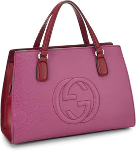 Pre-Loved Gucci Pink & Red Leather Soho Handbag Large, Multi - paid link