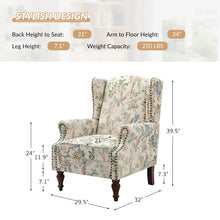 HULALA HOME Wingback Accent Chair with Floral Pattern Design, Traditional Fabric Armchair with Nailhead Trim and Retro Wooden Legs, Mustard - paid link