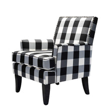 HULALA HOME Modern Accent Chairs Set of 2, Farmhouse High Back Striped Chairs with Wooden Legs & Nail Head Trim, Comfy Upholstered Armchairs for Living Room/Bedroom (Stripe Black) - paid link