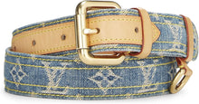 Pre-Loved Louis Vuitton Blue Monogram Denim Belt 80, Blue