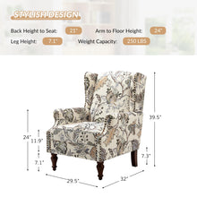 HULALA HOME Wingback Accent Chair with Floral Pattern Design, Traditional Fabric Armchair with Nailhead Trim and Retro Wooden Legs, Mustard - paid link