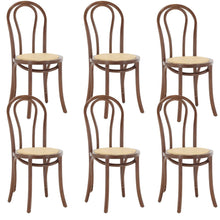 Bentwood Dining Chairs Set of 4 Mid-Century Modern Rattan Kitchen Chairs with Backrest, Armless Curved Wood Desk/Side Chair for Dining/Kitchen Room,Home No Assembly Required, Walnut Wood