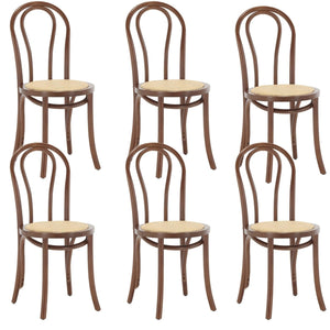 Bentwood Dining Chairs Set of 4 Mid-Century Modern Rattan Kitchen Chairs with Backrest, Armless Curved Wood Desk/Side Chair for Dining/Kitchen Room,Home No Assembly Required, Walnut Wood